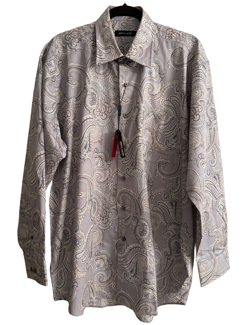 Pierre Cardin Gray Paisley Long Sleeve Button-Up Shirt - NWT